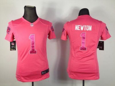 Jerseys Factory Cheap Nike Panthers #1 Cam Newton Pink Sweethear