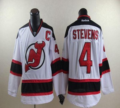 Jerseys Factory Cheap Devils #4 Scott Stevens White Road Embroid