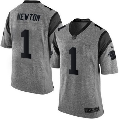 Jerseys Factory Cheap Nike Panthers #1 Cam Newton Gray Men's Sti