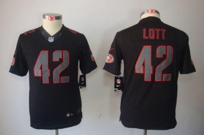 Jerseys Factory Cheap Nike 49ers #42 Ronnie Lott Black Impact Yo