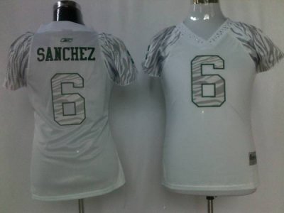 Jerseys Factory Cheap Jets #6 Mark Sanchez White Women's Zebra F