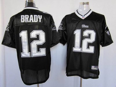 Jerseys Factory Cheap Patriots #12 Tom Brady Black Shadow Stitch