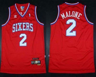 Jerseys Factory Cheap Throwback 76ers #2 Malone Red Stitched NBA