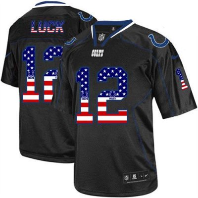 Jerseys Factory Cheap Nike Colts #12 Andrew Luck Black Men's Sti