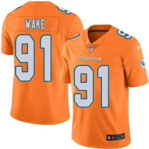 Jerseys Factory Cheap Nike Dolphins #91 Cameron Wake Orange Men'