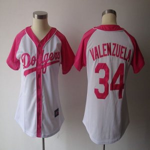 Jerseys Factory Cheap Dodgers #34 Fernando Valenzuela White/Pink