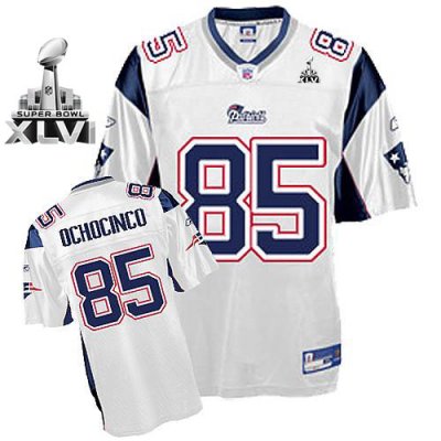 Jerseys Factory Cheap Patriots #85 Chad Ochocinco White Super Bo