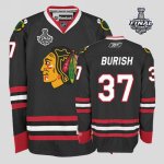 Jerseys Factory Cheap Blackhawks #37 Adam Burish Embroidered Bla