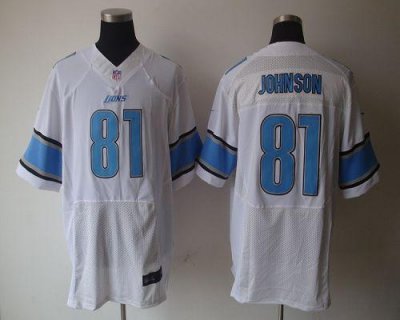 Jerseys Factory Cheap Nike Lions #81 Calvin Johnson White Men's