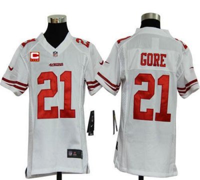 Jerseys Factory Cheap Nike 49ers #21 Frank Gore White With C Pat