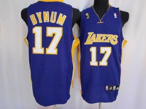 Jerseys Factory Cheap Lakers #17 Andrew Bynum Embroidered Purple