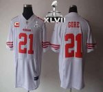 Jerseys Factory Cheap Nike 49ers #21 Frank Gore White With C Pat