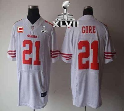 Jerseys Factory Cheap Nike 49ers #21 Frank Gore White With C Pat