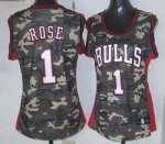 Jerseys Factory Cheap Bulls #1 Derrick Rose Camo Women's Stealth