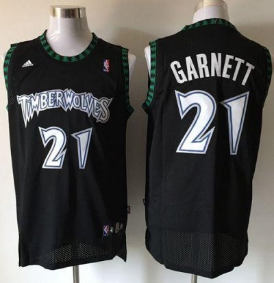 Jerseys Factory Cheap Timberwolves #21 Retro Garnett Black Stitc