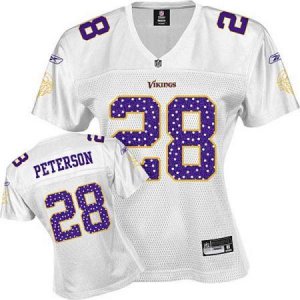 Jerseys Factory Cheap Vikings #28 Adrian Peterson White Women's