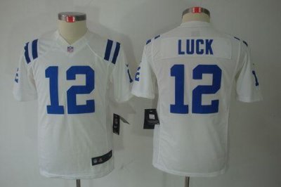 Jerseys Factory Cheap Nike Colts #12 Andrew Luck White Youth Emb