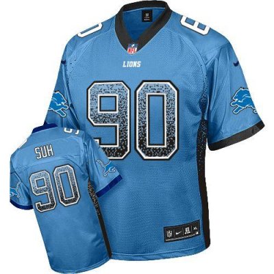 Jerseys Factory Cheap Nike Lions #90 Ndamukong Suh Blue Team Col