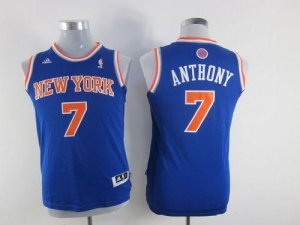 Jerseys Factory Cheap Knicks #7 Carmelo Anthony Blue Embroidered