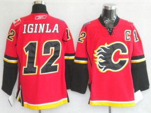 Jerseys Factory Cheap Flames #12 Jarome Iginla Embroidered Red N