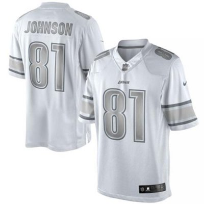 Jerseys Factory Cheap Nike Lions #81 Calvin Johnson White Men's