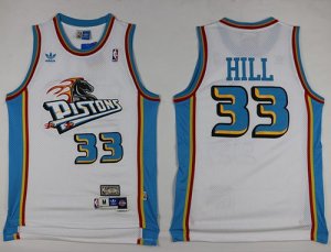 Jerseys Factory Cheap Pistons #33 Grant Hill White Throwback Sti