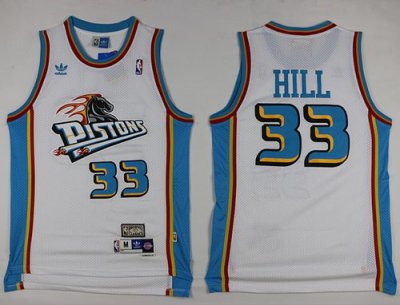 Jerseys Factory Cheap Pistons #33 Grant Hill White Throwback Sti