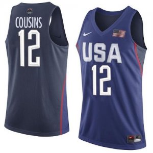 Jerseys Factory Cheap Nike Team USA #12 DeMarcus Cousins Navy Bl