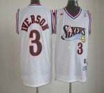 Jerseys Factory Cheap 76ers #3 Allen Iverson White Throwback Sti