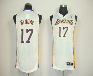 Jerseys Factory Cheap Revolution 30 Lakers #17 Andrew Bynum Whit