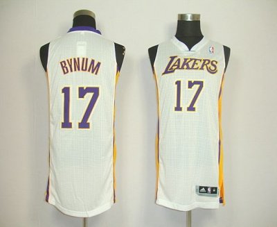 Jerseys Factory Cheap Revolution 30 Lakers #17 Andrew Bynum Whit
