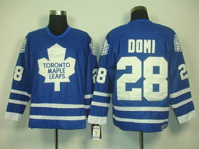 Jerseys Factory Cheap Maple Leafs #28 Tie Domi Blue CCM Throwbac