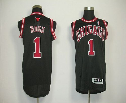 Jerseys Factory Cheap Revolution 30 Bulls #1 Derrick Rose Black