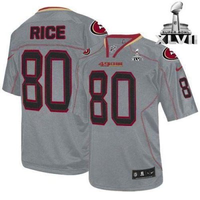 Jerseys Factory Cheap Nike 49ers #80 Jerry Rice Lights Out Grey