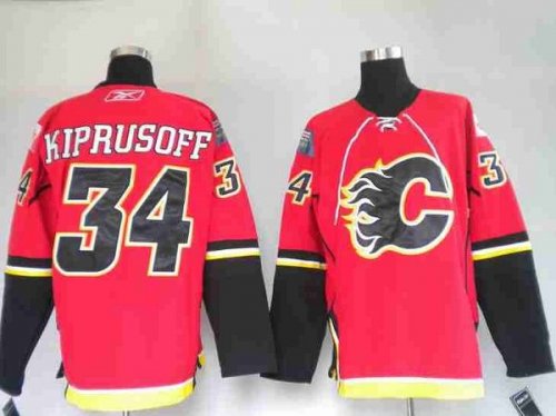 Jerseys Factory Cheap Flames #34 Miikka Kiprusoff Embroidered Re
