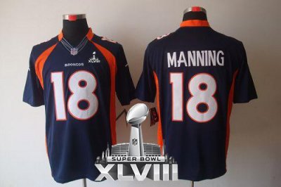 Jerseys Factory Cheap Nike Broncos #18 Peyton Manning Navy Blue