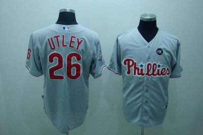 Jerseys Factory Cheap Phillies #26 Chase Utley Grey Embroidered