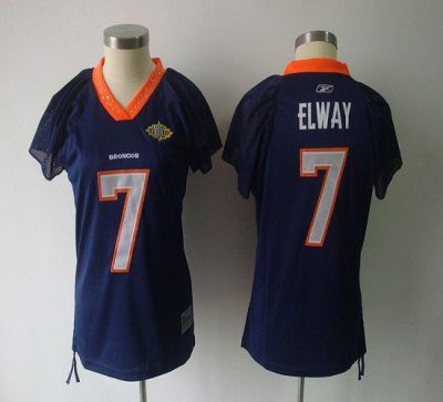 Jerseys Factory Cheap Broncos #7 John Elway Blue Women's Field F