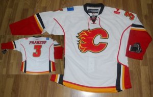 Jerseys Factory Cheap Flames #3 Dion Phaneuf Embroidered White N