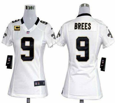 Jerseys Factory Cheap Nike Saints #9 Drew Brees White With C Pat