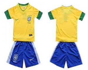 Jerseys Factory Cheap Brazil Blank 2012/2013 Yellow Home Kid Soc