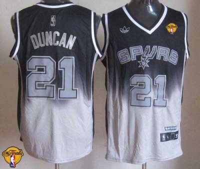 Jerseys Factory Cheap Spurs #21 Tim Duncan Black/Grey Fadeaway F
