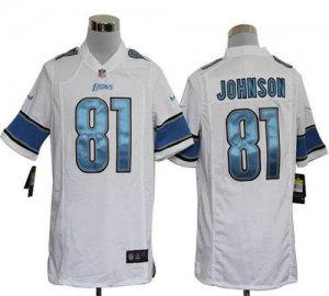 Jerseys Factory Cheap Nike Lions #81 Calvin Johnson White Men's