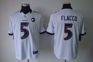 Jerseys Factory Cheap Nike Ravens #5 Joe Flacco White With Art P