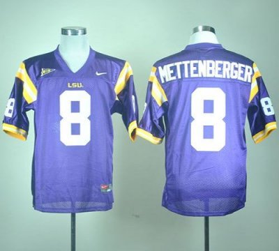 Jerseys Factory Cheap LSU Tigers #8 Zach Mettenberger Purple Emb