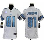 Jerseys Factory Cheap Nike Lions #81 Calvin Johnson White With C