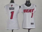 Jerseys Factory Cheap Heat #1 Chris Bosh White Women Fashion Emb