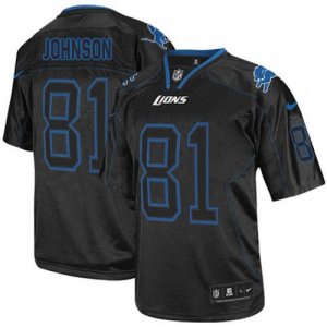 Jerseys Factory Cheap Nike Lions #81 Calvin Johnson Lights Out B