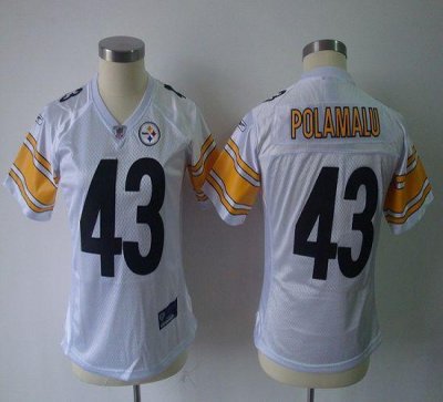 Jerseys Factory Cheap Steelers #43 Troy Polamalu White Women's T