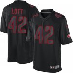Jerseys Factory Cheap Nike 49ers #42 Ronnie Lott Black Men's Sti